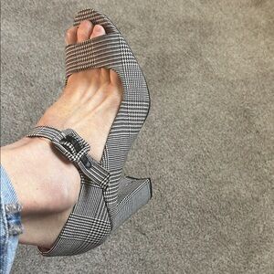 Black and White Gingham Women's Open Toe Mary Jane Heels by Vince Camuto